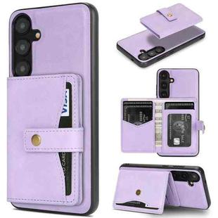 For Samsung Galaxy S25+ 5G Kalebol Magnetic Button Card Bag MagSafe Ring Leather Phone Case(Purple)