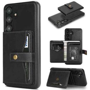 For Samsung Galaxy S24+ 5G Kalebol Button Ring Magnetic Card Bag Leather Phone Case(Black)