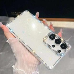 For Samsung Galaxy S24 Ultra 5G Rhinestone Glitter TPU 4-corners Anti-fall Phone Case(White)