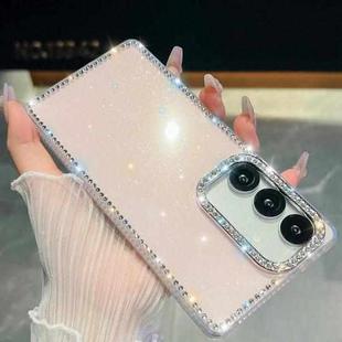 For Samsung Galaxy S24 FE 5G Rhinestone Glitter TPU 4-corners Anti-fall Phone Case(Light Pink)