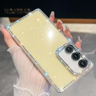 For Samsung Galaxy A56 5G Rhinestone Glitter TPU 4-corners Anti-fall Phone Case(Light Yellow)