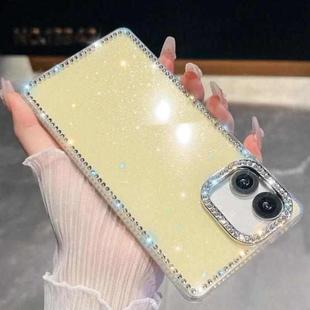 For Samsung Galaxy A07 5G Rhinestone Glitter TPU 4-corners Anti-fall Phone Case(Light Yellow)