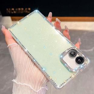 For Samsung Galaxy A07 5G Rhinestone Glitter TPU 4-corners Anti-fall Phone Case(Light Green)