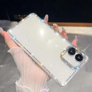 For Samsung Galaxy A07 5G Rhinestone Glitter TPU 4-corners Anti-fall Phone Case(White)