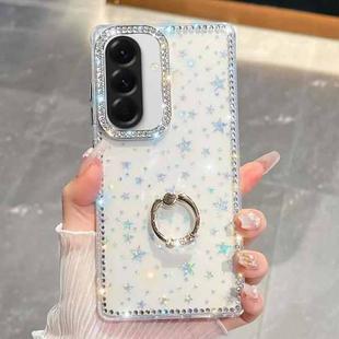 For Samsung Galaxy A56 5G Rhinestone Glitter TPU Ring Holder Anti-fall Phone Case(Transparent Stars)