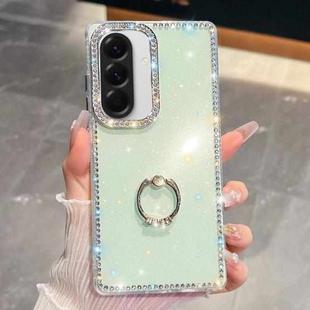 For Samsung Galaxy A36 5G Rhinestone Glitter TPU Ring Holder Anti-fall Phone Case(Light Green)