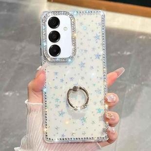 For Samsung Galaxy A16 5G Rhinestone Glitter TPU Ring Holder Anti-fall Phone Case(Transparent Stars)
