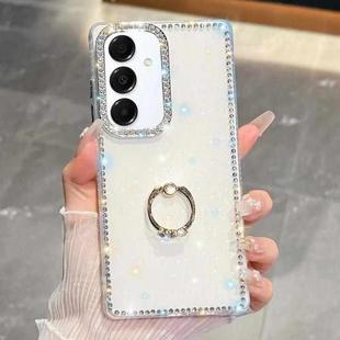 For Samsung Galaxy A16 5G Rhinestone Glitter TPU Ring Holder Anti-fall Phone Case(Transparent)