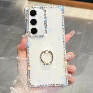 For Samsung Galaxy S24 FE 5G Rhinestone Glitter TPU Ring Holder Anti-fall Phone Case(Transparent)