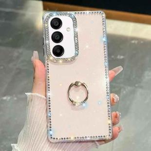 For Samsung Galaxy A15 5G Rhinestone Glitter TPU Ring Holder Anti-fall Phone Case(Light Pink)