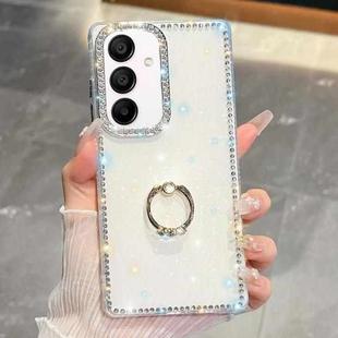 For Samsung Galaxy A15 5G Rhinestone Glitter TPU Ring Holder Anti-fall Phone Case(Transparent)