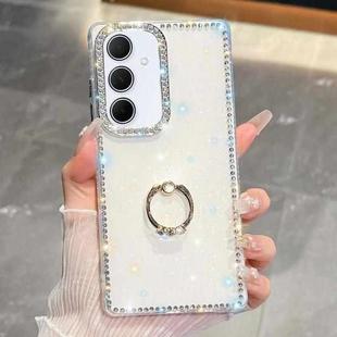For Samsung Galaxy A55 5G Rhinestone Glitter TPU Ring Holder Anti-fall Phone Case(Transparent)