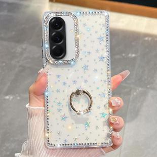 For Samsung Galaxy A17 5G Rhinestone Glitter TPU Ring Holder Anti-fall Phone Case(Transparent Stars)
