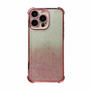For iPhone 16 Pro Electrpolated Glitter Four-corner Shockproof Space TPU Phone Case(Gradient Pink)