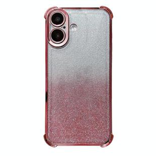 For iPhone 16 Plus Electrpolated Glitter Four-corner Shockproof Space TPU Phone Case(Gradient Pink)