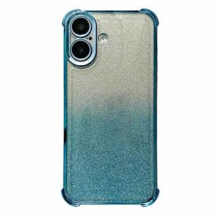 For iPhone 16 Plus Electrpolated Glitter Four-corner Shockproof Space TPU Phone Case(Gradient Blue)