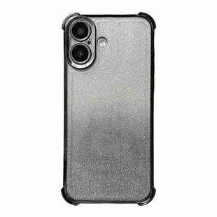 For iPhone 16 Plus Electrpolated Glitter Four-corner Shockproof Space TPU Phone Case(Gradient Black)