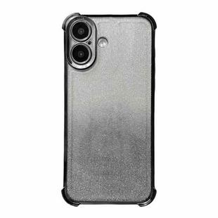 For iPhone 16 Electrpolated Glitter Four-corner Shockproof Space TPU Phone Case(Gradient Black)