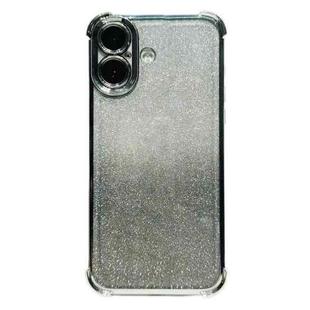 For iPhone 16 Electrpolated Glitter Four-corner Shockproof Space TPU Phone Case(Gradient Silver)