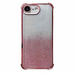 For iPhone 16e Electrpolated Glitter Four-corner Shockproof Space TPU Phone Case(Gradient Pink)