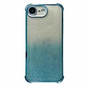 For iPhone 16e Electrpolated Glitter Four-corner Shockproof Space TPU Phone Case(Gradient Blue)