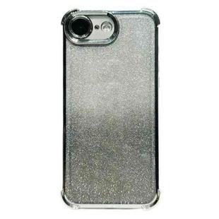 For iPhone 16e Electrpolated Glitter Four-corner Shockproof Space TPU Phone Case(Gradient Silver)