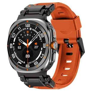 For Samsung Galaxy Watch Ultra 47mm Explorer Metal Head Fluororubber Watch Band(Black Orange)