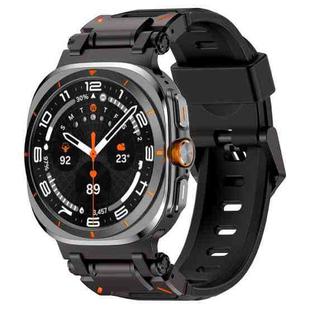 For Samsung Galaxy Watch Ultra 47mm Explorer Metal Head Fluororubber Watch Band(Black Black)