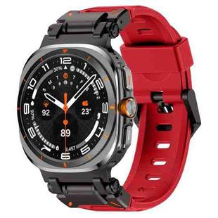 For Samsung Galaxy Watch Ultra 47mm Explorer Metal Head Fluororubber Watch Band(Black Red)