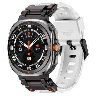For Samsung Galaxy Watch Ultra 47mm Explorer Metal Head Fluororubber Watch Band(Black White)