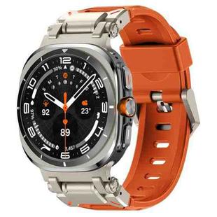 For Samsung Galaxy Watch Ultra 47mm Explorer Metal Head Fluororubber Watch Band(Titanium Orange)