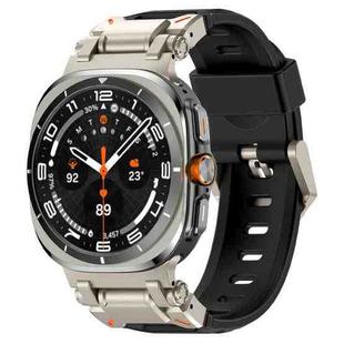For Samsung Galaxy Watch Ultra 47mm Explorer Metal Head Fluororubber Watch Band(Titanium Black)