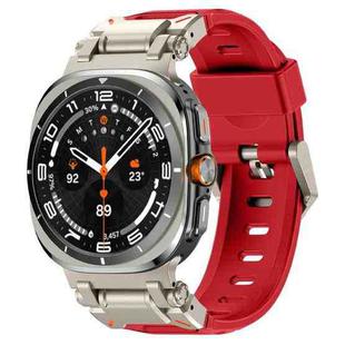 For Samsung Galaxy Watch Ultra 47mm Explorer Metal Head Fluororubber Watch Band(Titanium Red)