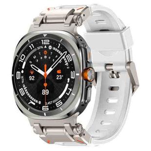 For Samsung Galaxy Watch Ultra 47mm Explorer Metal Head Fluororubber Watch Band(Titanium White)