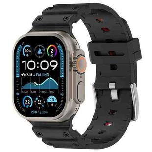 For Apple Watch 46mm / 49mm / 45mm / 44mm Diamond Texture Two-Color Silicone Watch Band(Camouflage Black Red)