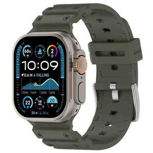 For Apple Watch 46mm / 49mm / 45mm / 44mm Diamond Texture Two-Color Silicone Watch Band(Army Green Black)