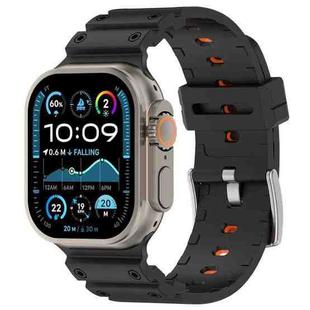 For Apple Watch 46mm / 49mm / 45mm / 44mm Diamond Texture Two-Color Silicone Watch Band(Black Orange)