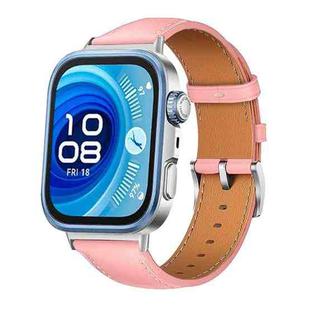 For Huawei Watch Fit 4 / Fit 4 Pro / Fit 3 Leather Watch Band Wristband(Pink)