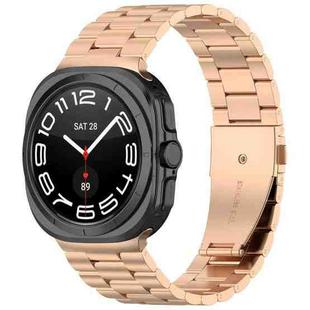 For Samsung Galaxy Watch 8 40 / 44mm Three Beads Stainless Steel Watch Band with Removal Tool(Rose Gold)