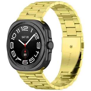 For Samsung Galaxy Watch 8 40 / 44mm Three Beads Stainless Steel Watch Band with Removal Tool(Gold)
