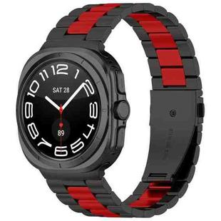For Samsung Galaxy Watch 8 40 / 44mm Three Beads Stainless Steel Watch Band with Removal Tool(Black Red)
