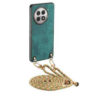 For OnePlus 13R 5G Vintage Leather PC Back Cover Phone Case with Crossbody Strap(Green)