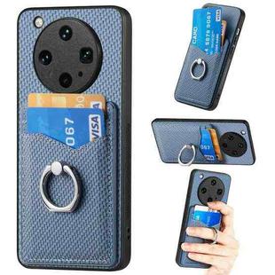 For OPPO Find X8 Ultra Carbon Fiber Card Wallet Ring Phone Case(Blue)