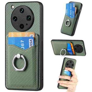 For OPPO Find X8 Ultra Carbon Fiber Card Wallet Ring Phone Case(Green)