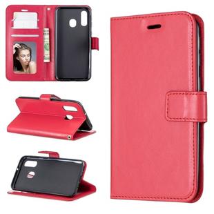 Crazy Horse Texture Horizontal Flip Leather Case with Holder & Card Slots & Wallet & Photo Frame for Galaxy A20E(Red)