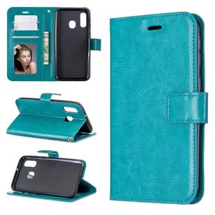 Crazy Horse Texture Horizontal Flip Leather Case with Holder & Card Slots & Wallet & Photo Frame for Galaxy A20E(Blue)