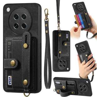 For OPPO Find X8s Retro Cross Wristband Wallet Leather Back Phone Case(Black)