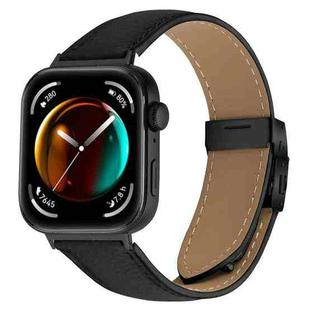For Huawei Watch Fit 4 / Fit 4 Pro / Fit 3 Lychee Texture Black Turtle Back Buckle Leather Watch Band(Black)