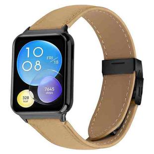 For Xiaomi Smart Bnad 9 Pro / Redmi Watch 5 Lychee Texture Black Turtle Back Buckle Leather Watch Band(Camel)