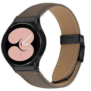 For Samsung Galaxy Watch 7 40 / 44mm Lychee Texture Black Turtle Back Buckle Leather Watch Band(Gray)